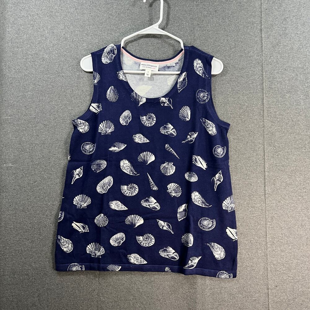 Isaac Mizrahi Live! Bridgehampton Printed Shell Sweater Classic Navy, Medium